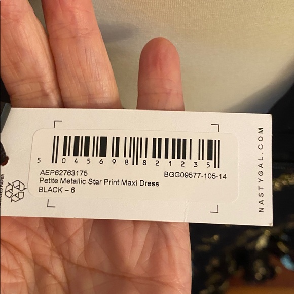 Nasty Gal NWT  petite metallic , tiered star print maxi dress size US-2 - Picture 10 of 13